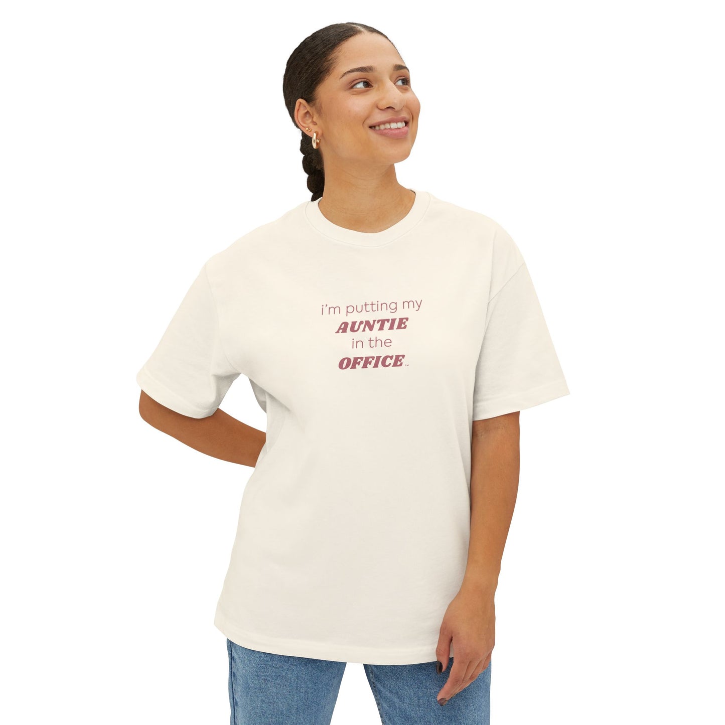 auntie in office boxy tee